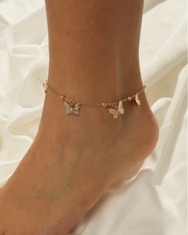 Gold Studio Collection: Butterfly 14K Plated Anklet